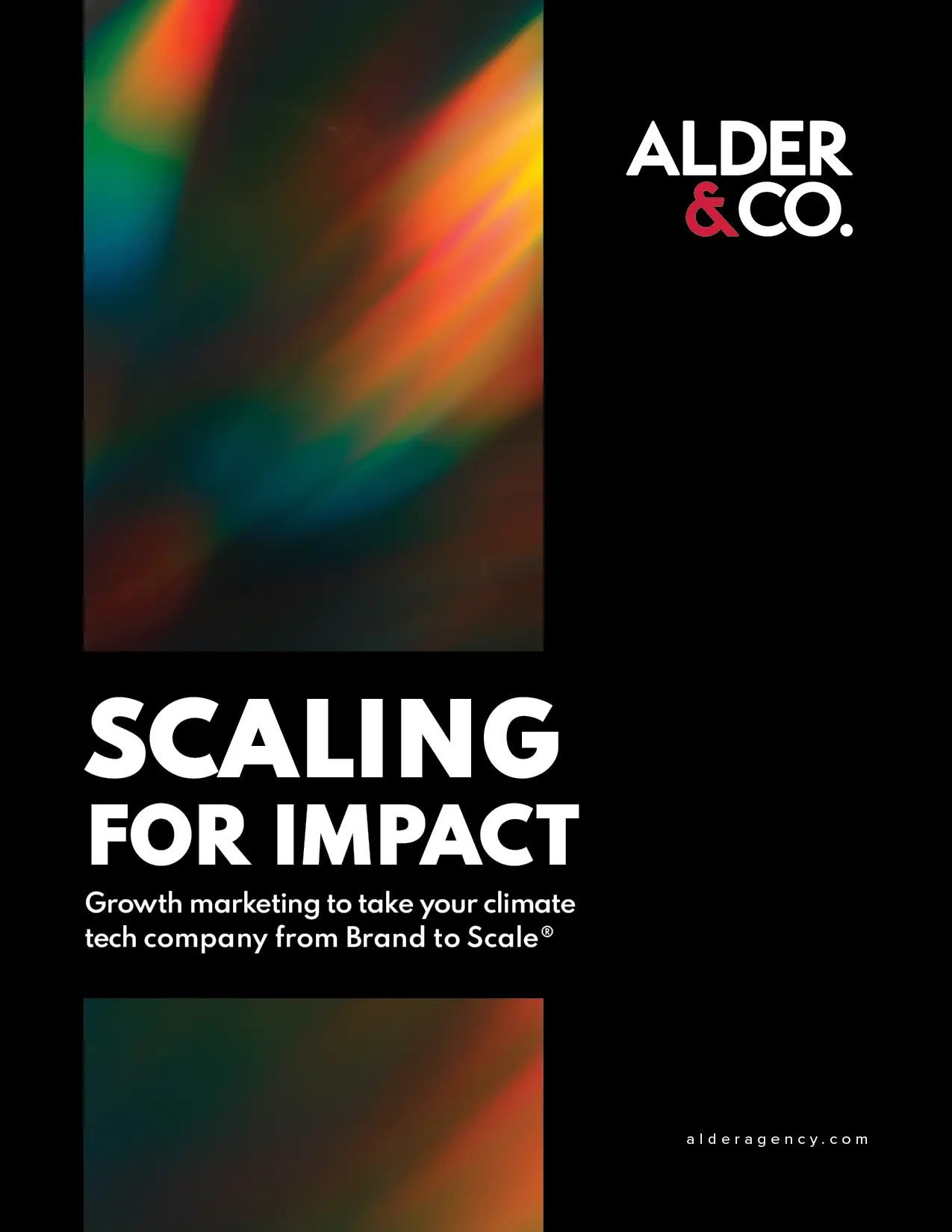 Book cover artwork for “Scaling for Impact: Growth marketing to take your climate tech company from Brand to Scale®” by Alder & Co.